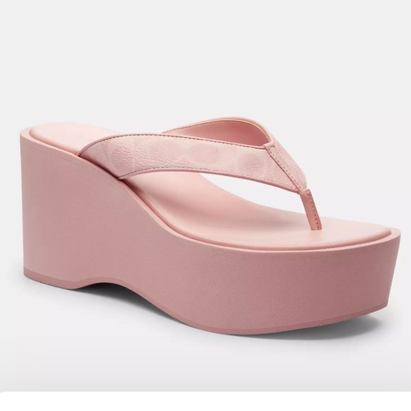 Coach Thong Wedge Sandal In Signature Canvas sz8.5 - Picture 1 of 9